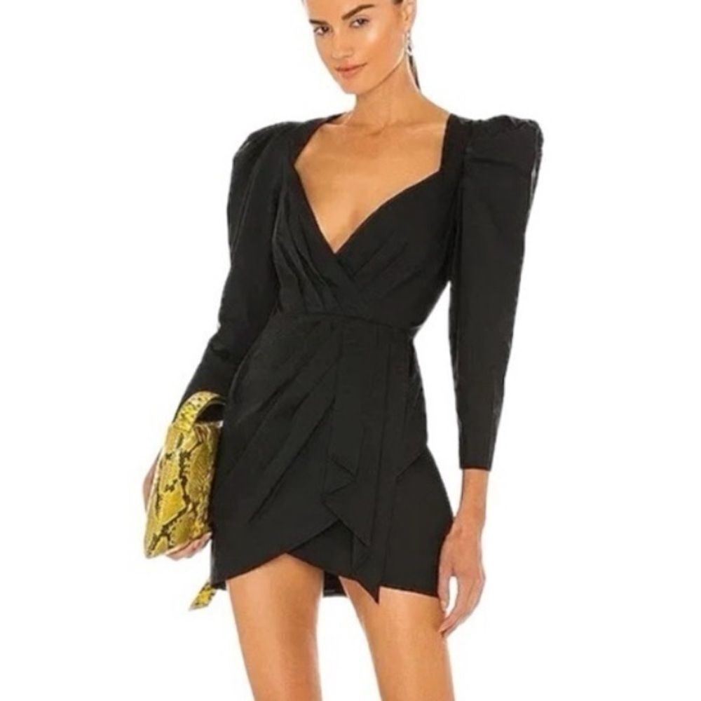 NBD Malone Mini Dress Black Puff Shoulder